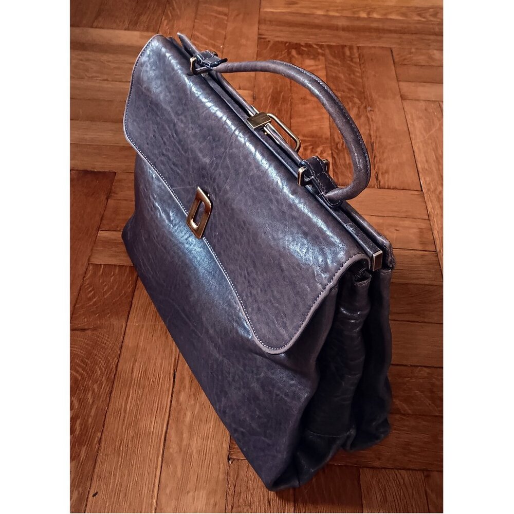 Vintage Roger Vivier Brown Leather Briefcase Style Bag